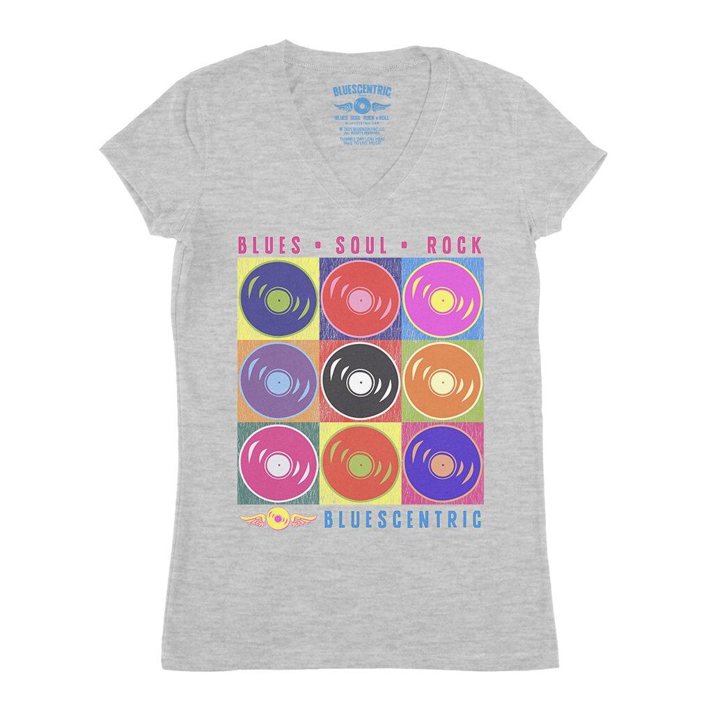 Bluescentric Pop Culture Vinyl V-Neck T Shirt - Women's - Athletic Heather
