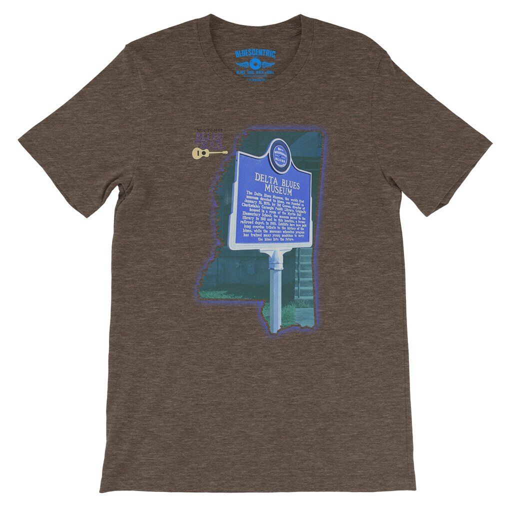 Delta Blues Museum Blues Trail T-Shirt - Lightweight Vintage Style - Heather Brown