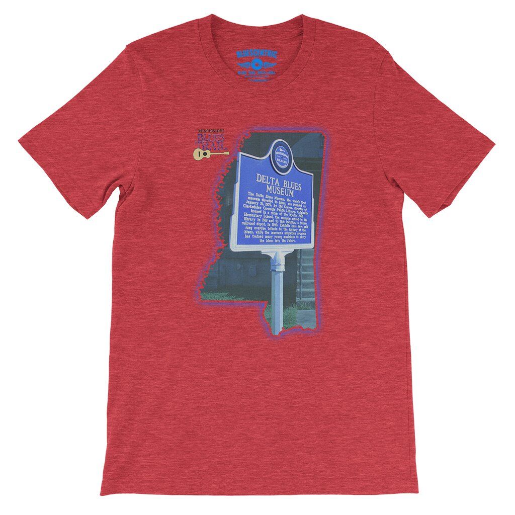 Delta Blues Museum Blues Trail T-Shirt - Lightweight Vintage Style - Heather Red
