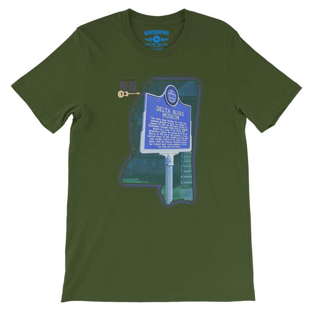 Delta Blues Museum Blues Trail T-Shirt - Lightweight Vintage Style - Olive