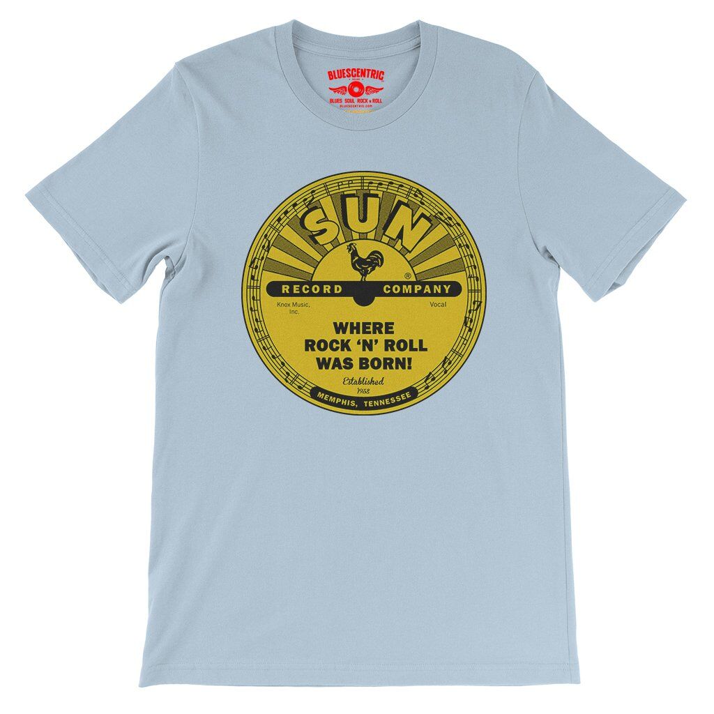 Sun Records Where Rock n Roll Was born T-Shirt - Lightweight Vintage Style - Light Blue