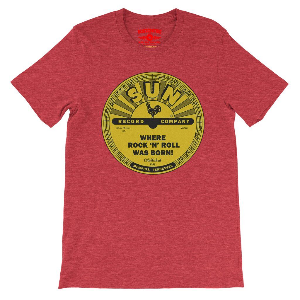 Sun Records Where Rock n Roll Was born T-Shirt - Lightweight Vintage Style - Heather Red
