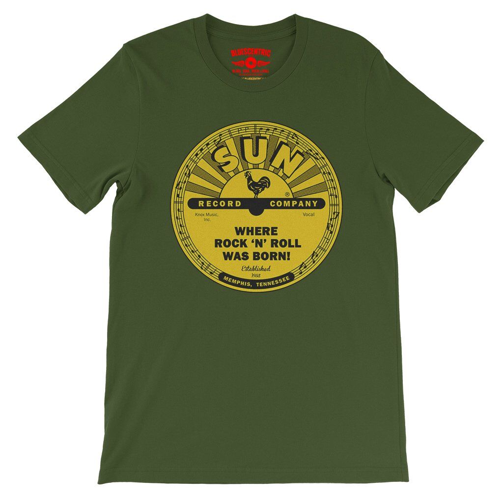 Sun Records Where Rock n Roll Was born T-Shirt - Lightweight Vintage Style - Olive