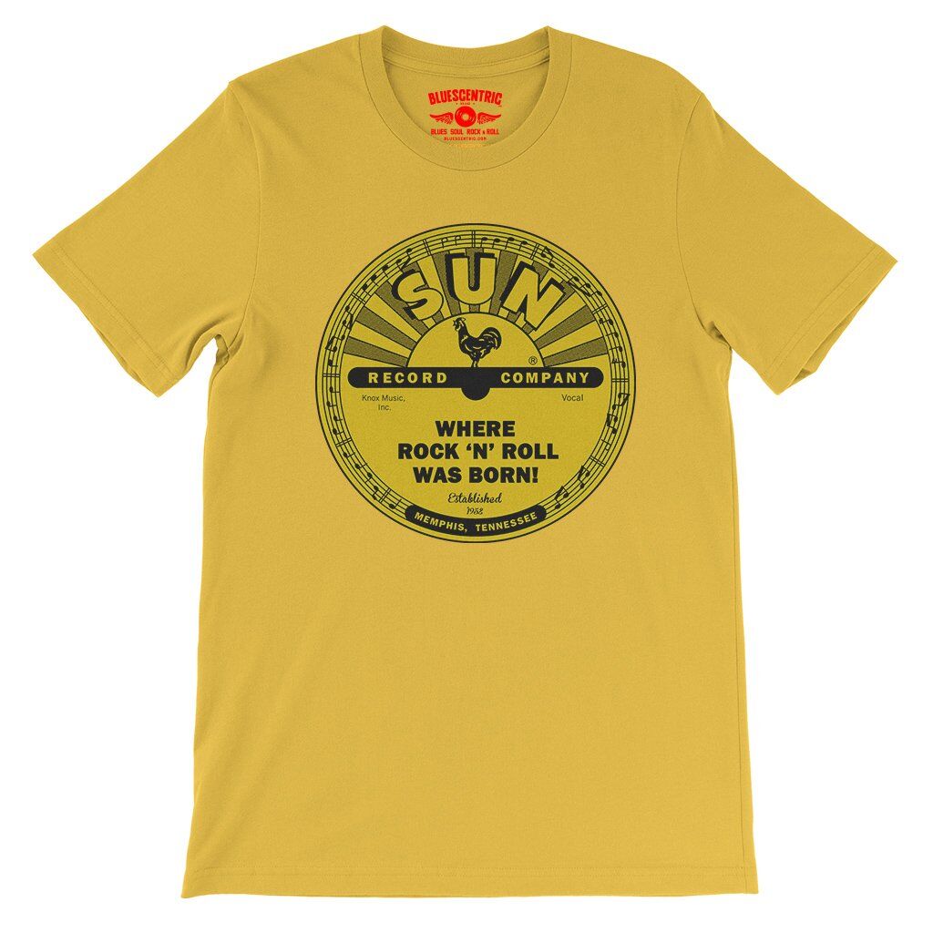 Sun Records Where Rock n Roll Was born T-Shirt - Lightweight Vintage Style - Maize Yellow