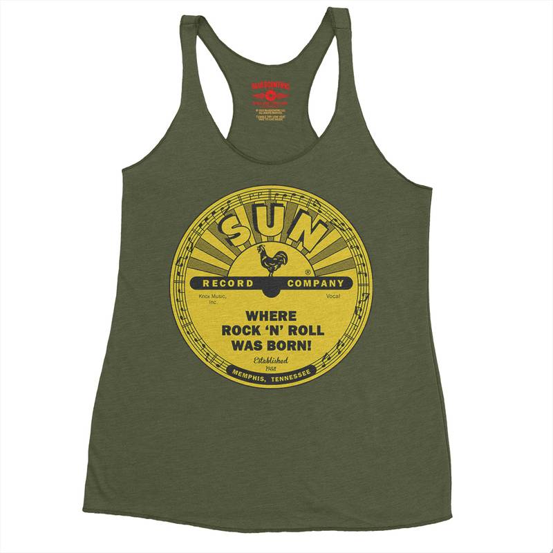 Sun Records Where Rock n Roll Was born Racerback Tank - Women's - Military Green