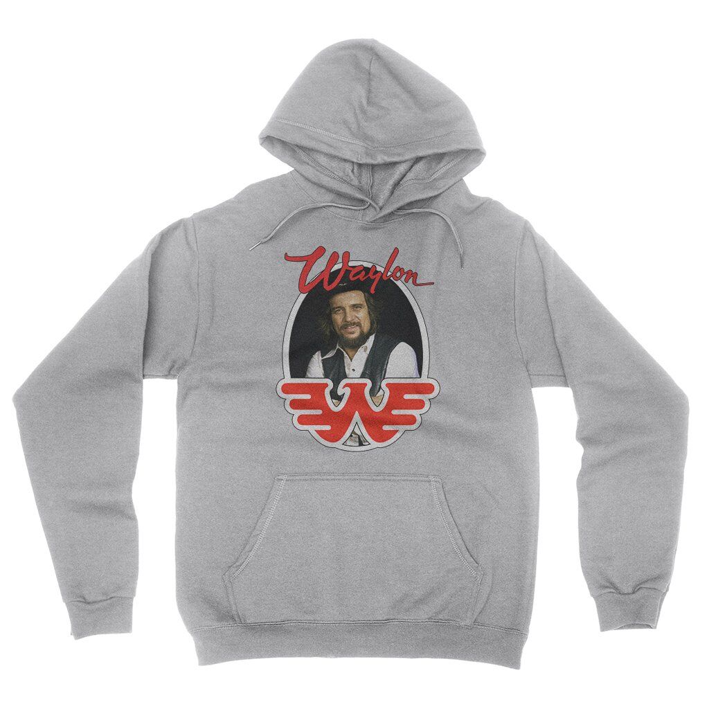 Waylon Jennings Photo Hooded Pullover Jacket - Ash