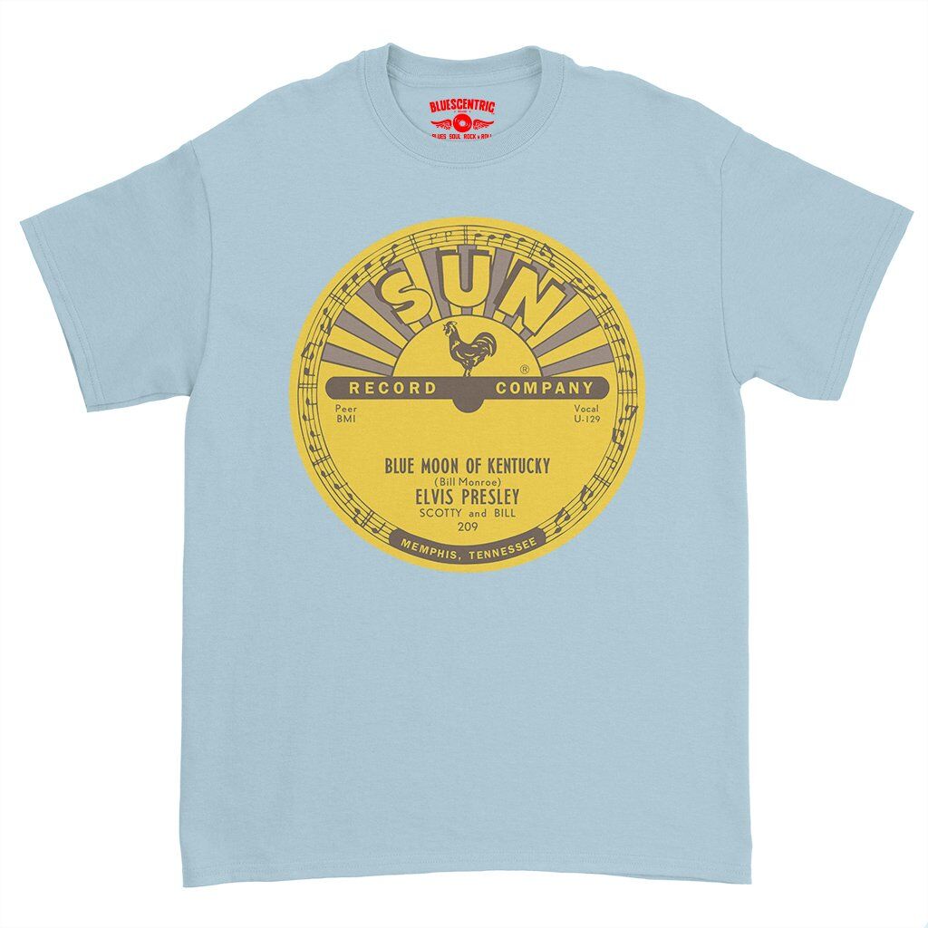 Sun Records x Elvis Presley Blue Moon of Kentucky T-Shirt - Heavy Cotton - Light Blue