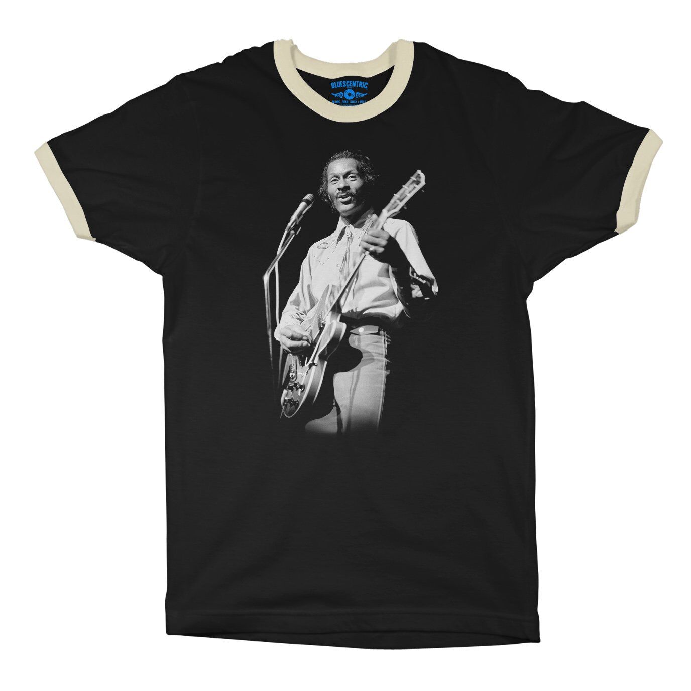 Chuck Berry Photo Ringer T-Shirt - Black-Cream