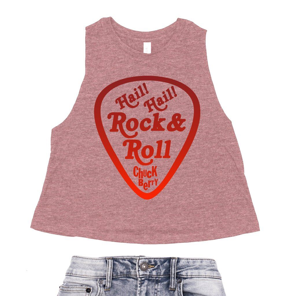 Hail! Hail! Rock n Roll! Chuck Berry Racerback Crop Top - Women's - Heather Mauve