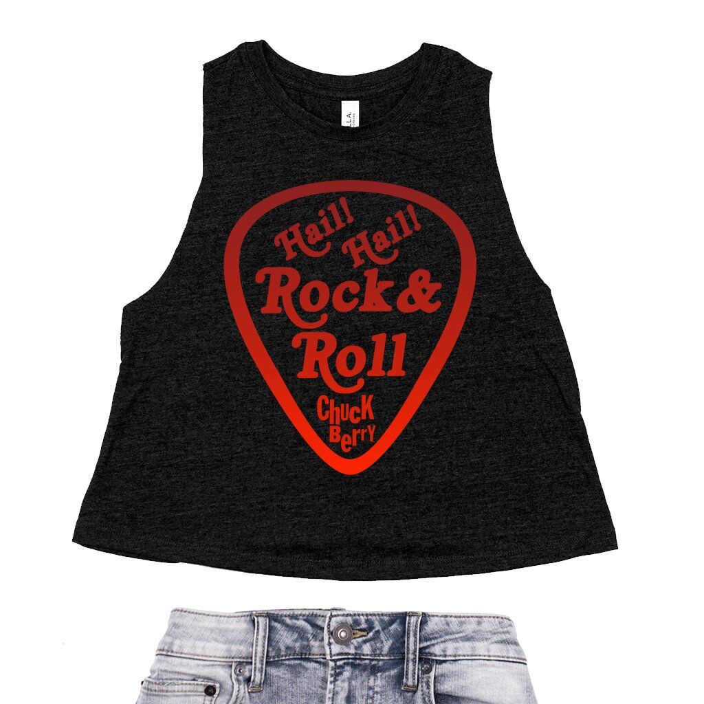 Hail! Hail! Rock n Roll! Chuck Berry Racerback Crop Top - Women's - Black