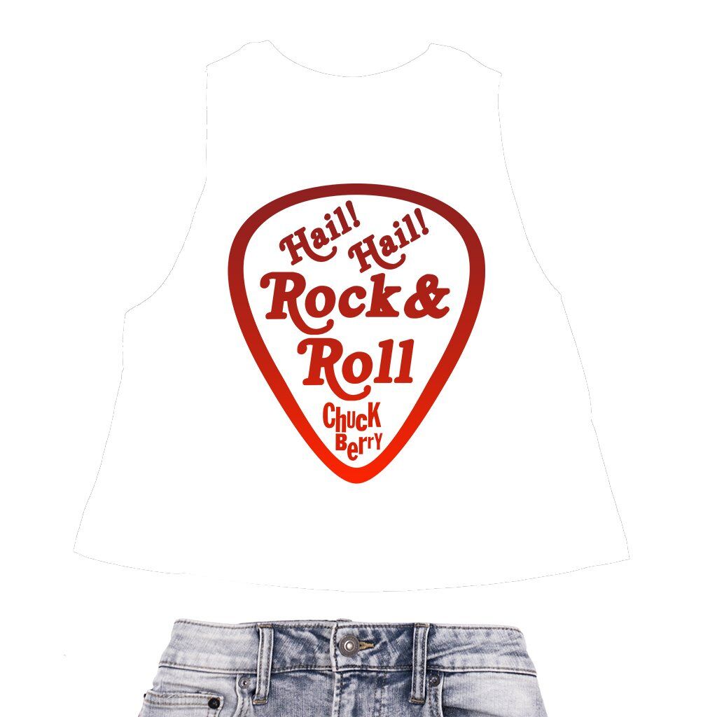 Hail! Hail! Rock n Roll! Chuck Berry Racerback Crop Top - Women's - White