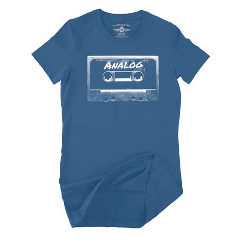 Black and White Analog Tape Ladies T Shirt - Relaxed Fit