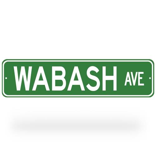 Wabash Ave Street Sign - Green