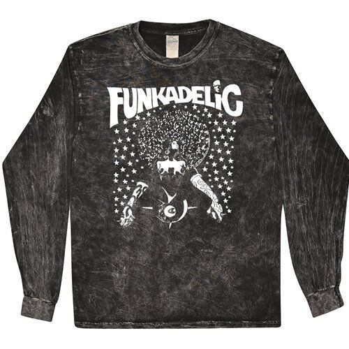 Black & White Funkadelic Concert Long Sleeve T-Shirt - Black Mineral Wash