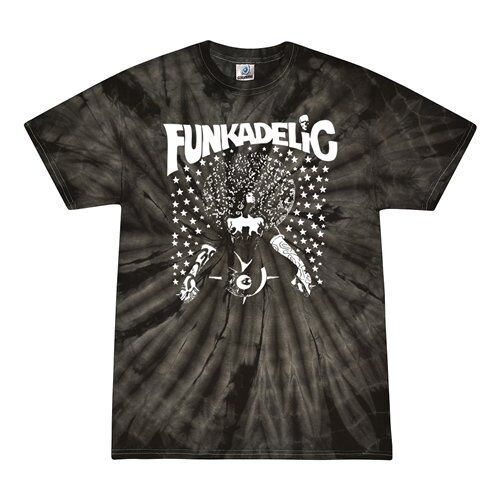 Black & White Funkadelic Concert Tie-Dye T-Shirt - Black