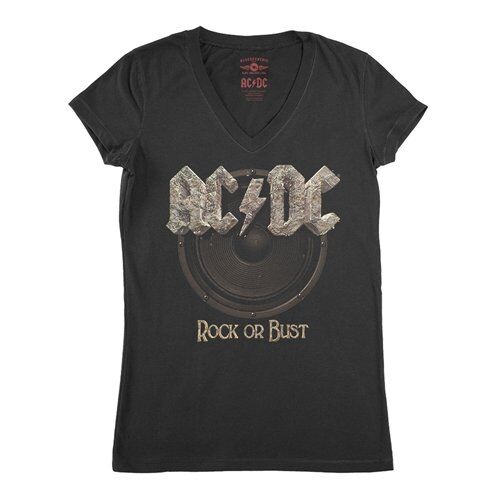 AC/DC Rock or Bust V-Neck T Shirt - Women's