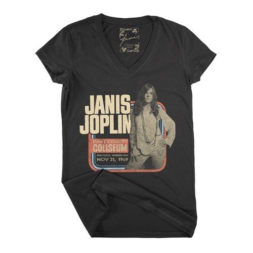Janis Joplin Vintage Concert V-Neck T Shirt - Women's