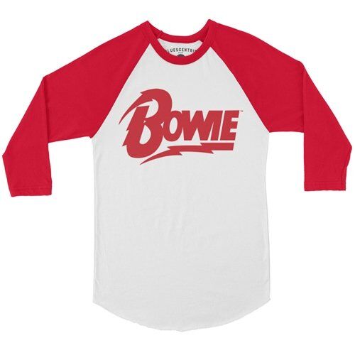 Ltd. Edition Red/White David Bowie Diamond Logo Baseball T-Shirt - Red Sleeves, White Body